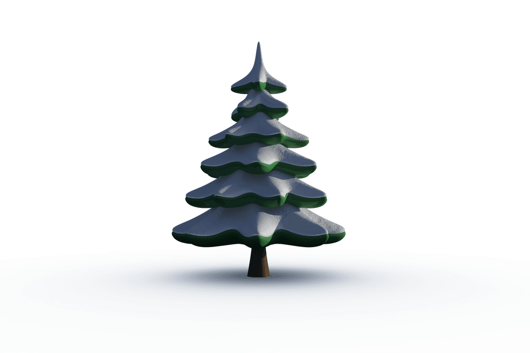 Digital Christmas Tree with Snow on Transparent Background