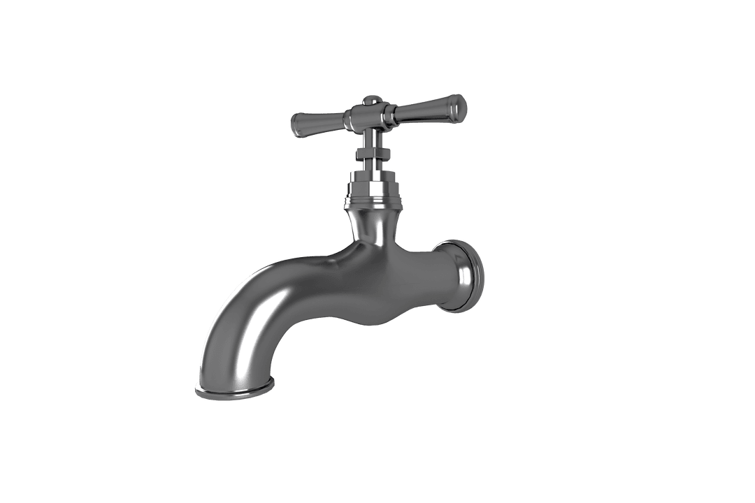 Silver Faucet Illustration on Transparent Background