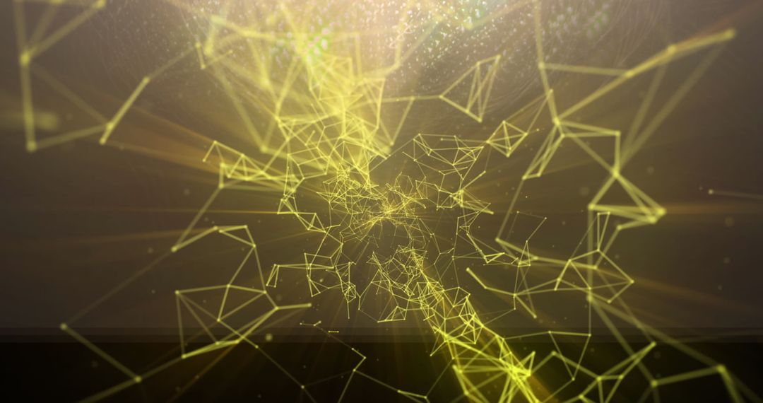 Abstract Yellow Network Connections on Brown Background