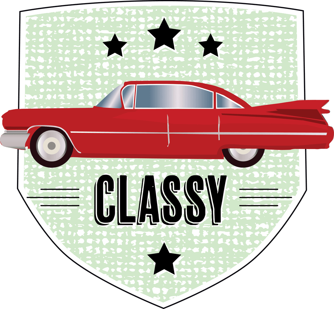 Classic Car Badge Design on Transparent Background
