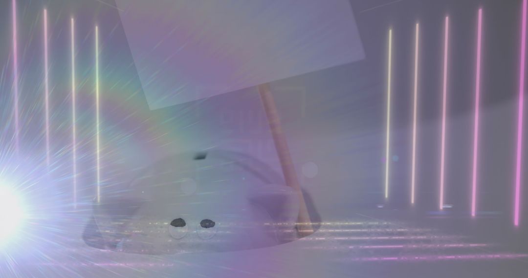 Abstract QR Code and Lights with Colorful Lens Flares