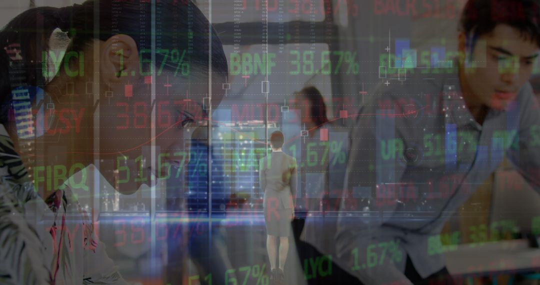 Diverse Professionals Working with Stock Market Data