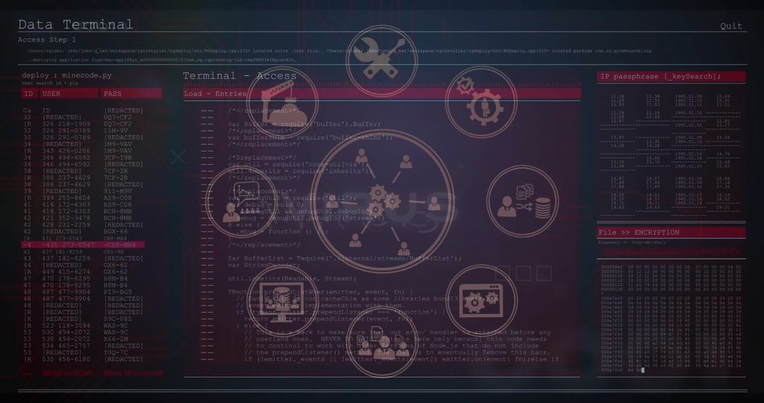 Digital Data Processing with Network Icons and Code Interface - Free Images, Stock Photos and Pictures on Pikwizard.com