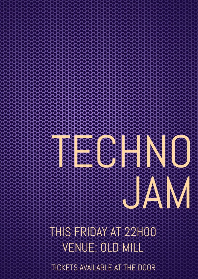 Techno Jam Event Poster with Futuristic Grid Design