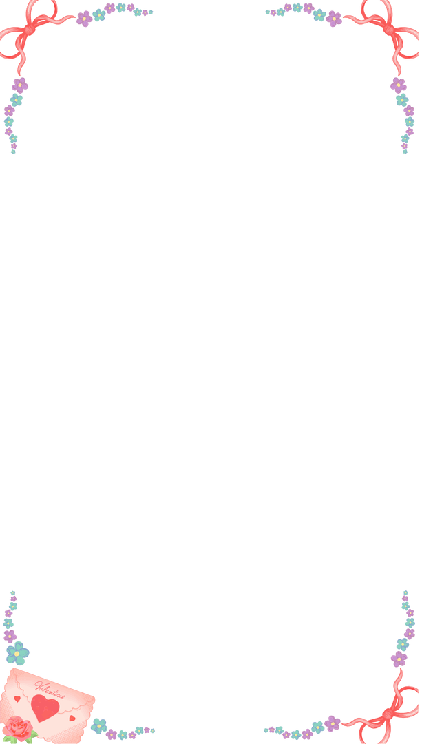 Romantic Floral Frame with Envelope on Transparent Background