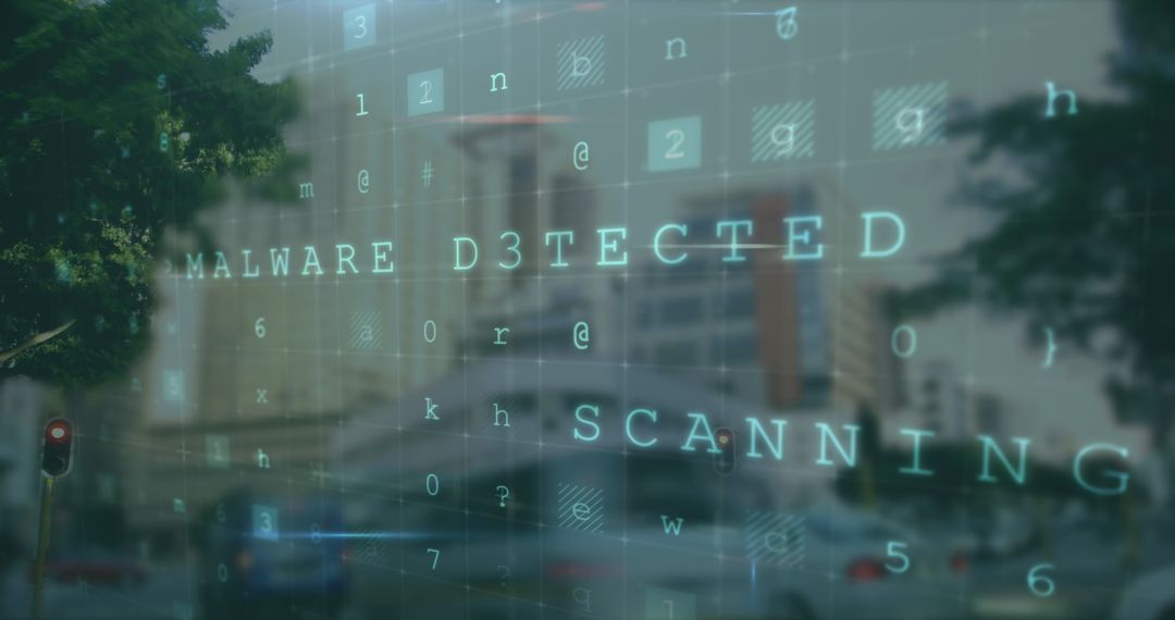 Digital Security Alert over Urban Landscape