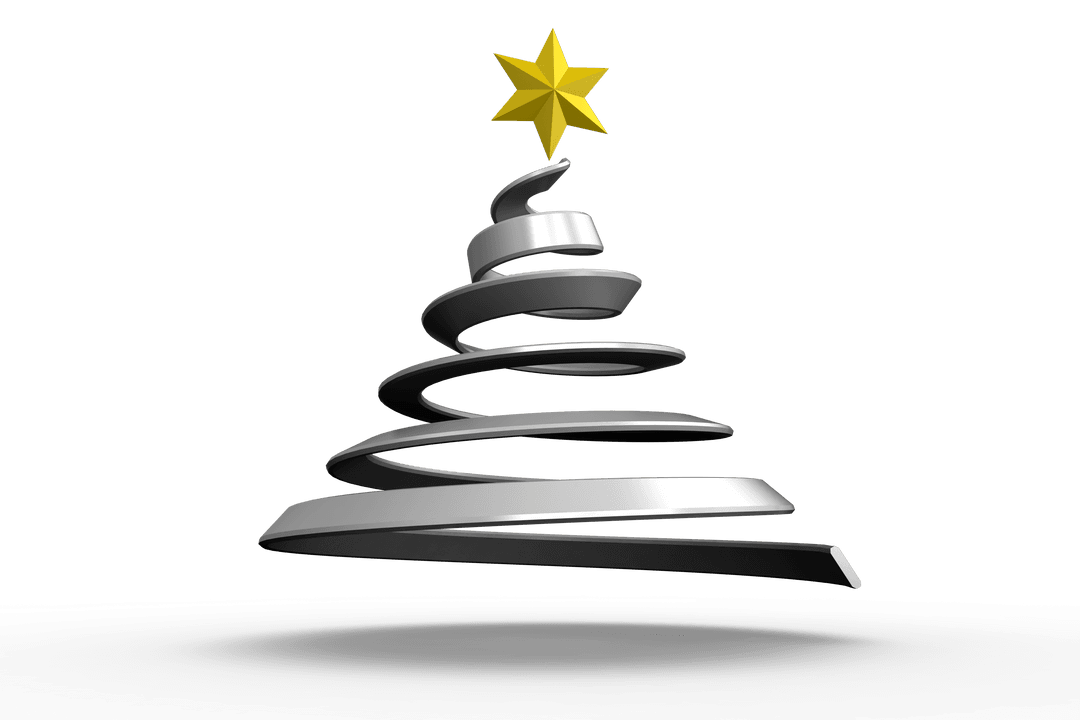 Minimalistic Spiral Christmas Tree with Star Transparent Design