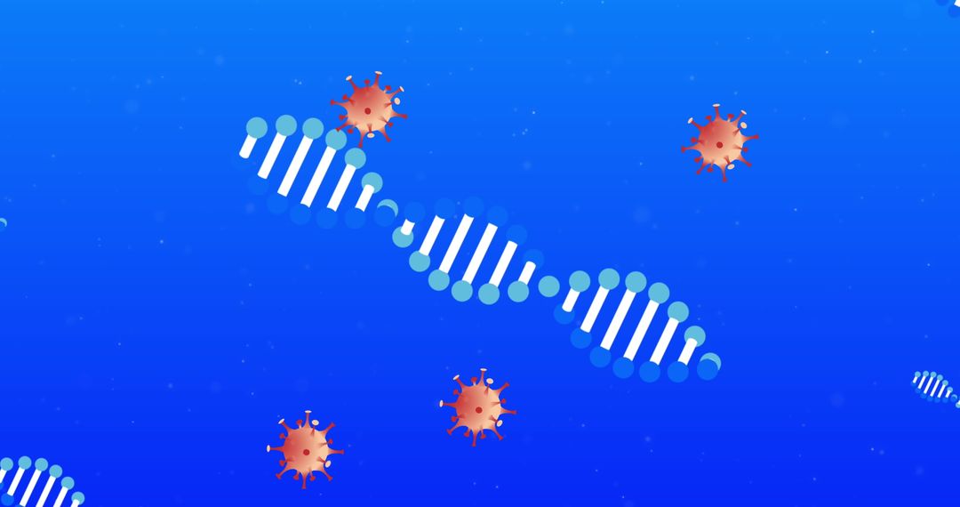 Abstract DNA Helix and Virus Particles Illustrating Biotechnology
