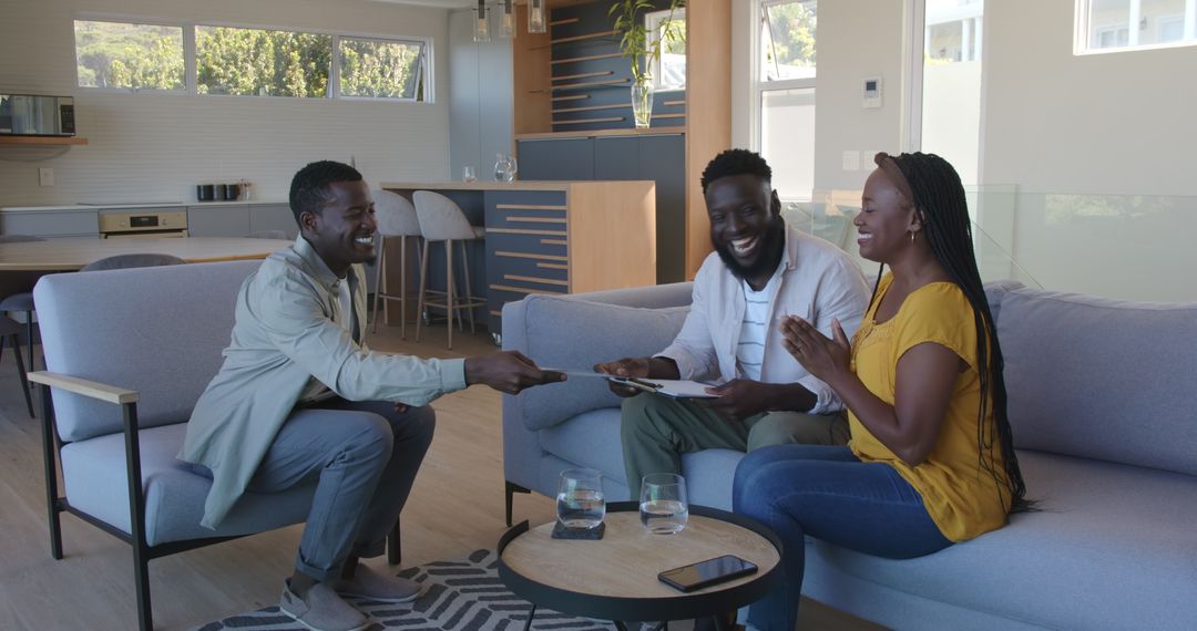 Family Conversations on Stylish Living Room Sofa