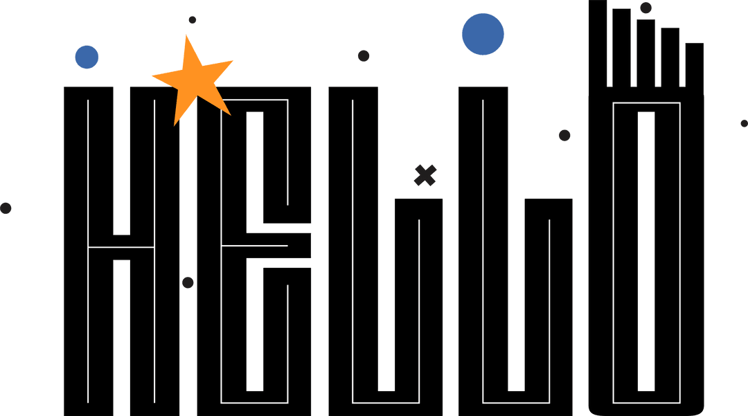 Abstract Geometric Hello Maze on Transparent Background