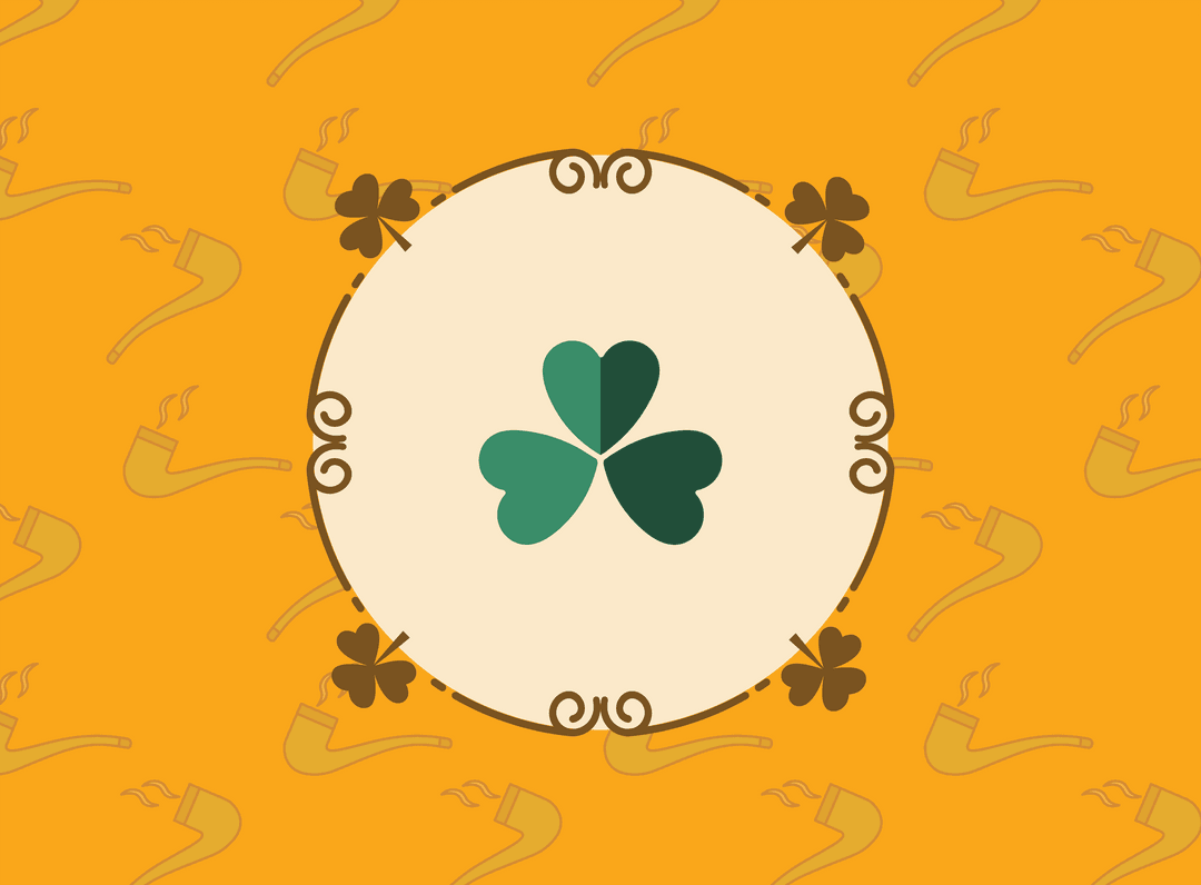 Vintage Badge with Green Clover on Transparent Background