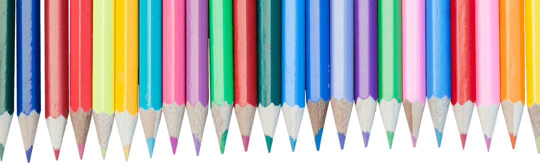 Vibrant Colored Pencils Aligned on Transparent Background