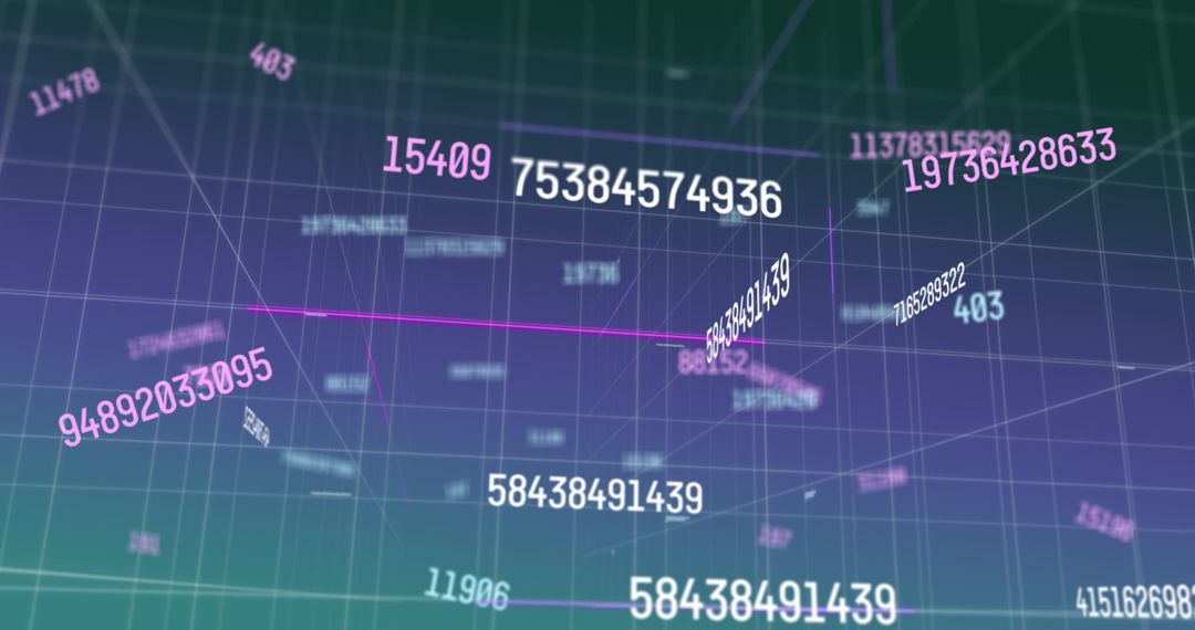 Floating Numbers on Digital Grid Background