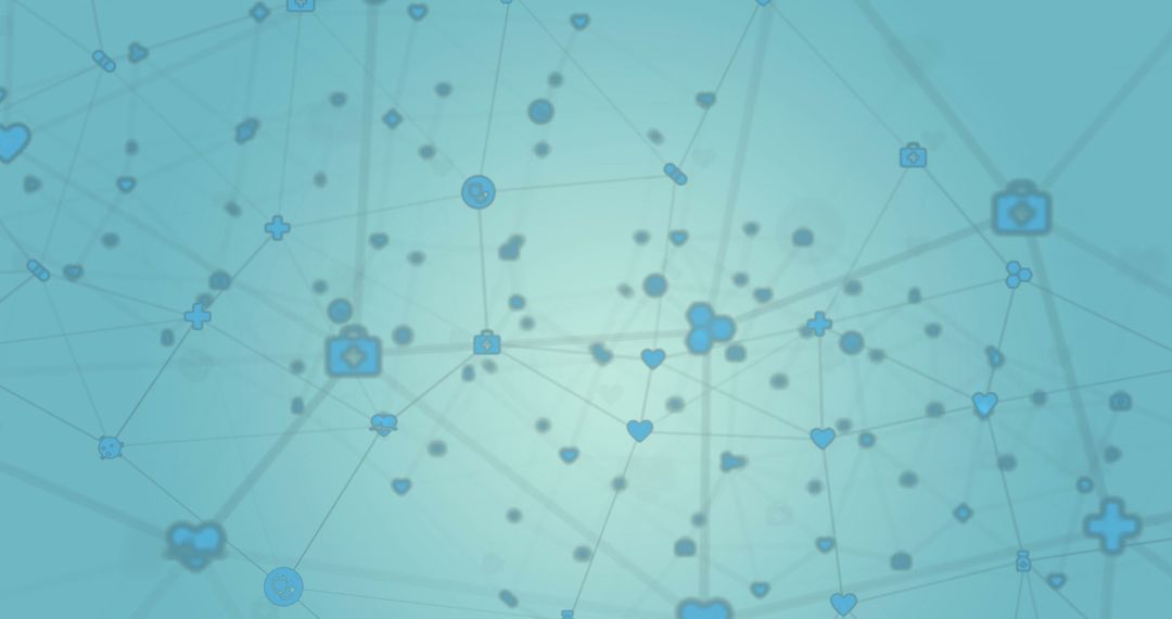 Digital Health Network with Medical Icons on Blue Background