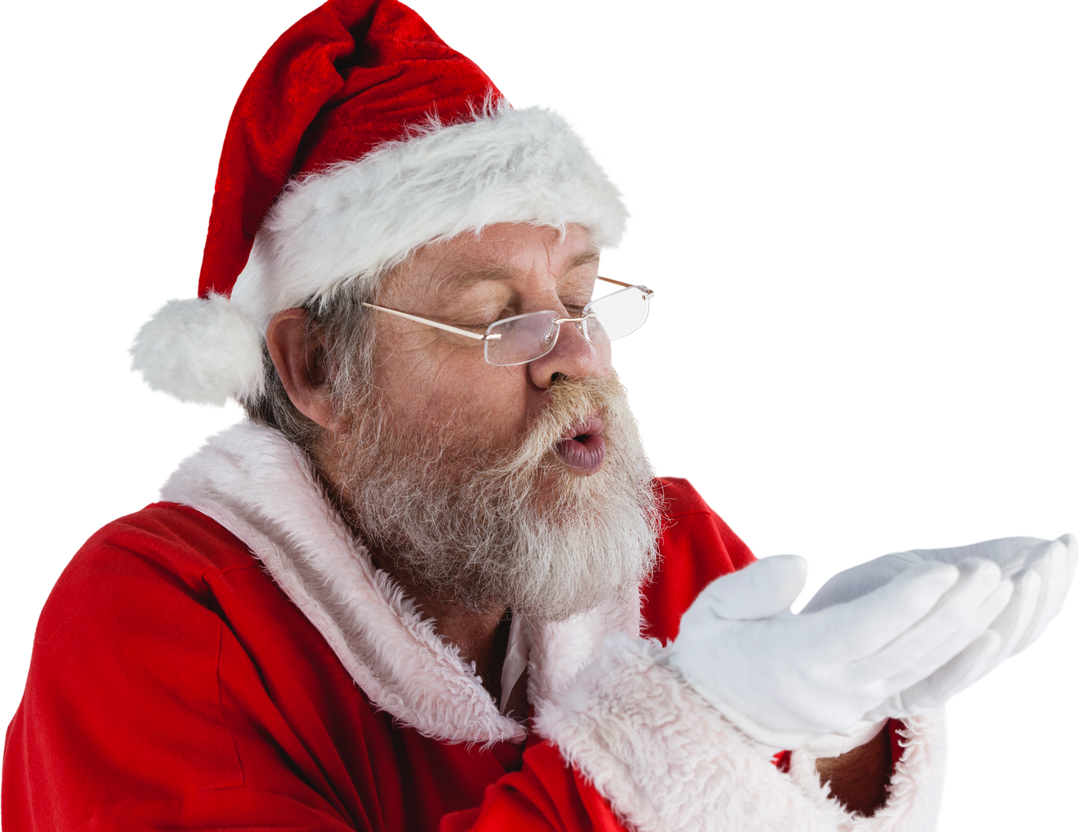 Transparent Santa Claus Blowing Invisible Snow in Glasses - Download Free Stock Images Pikwizard.com