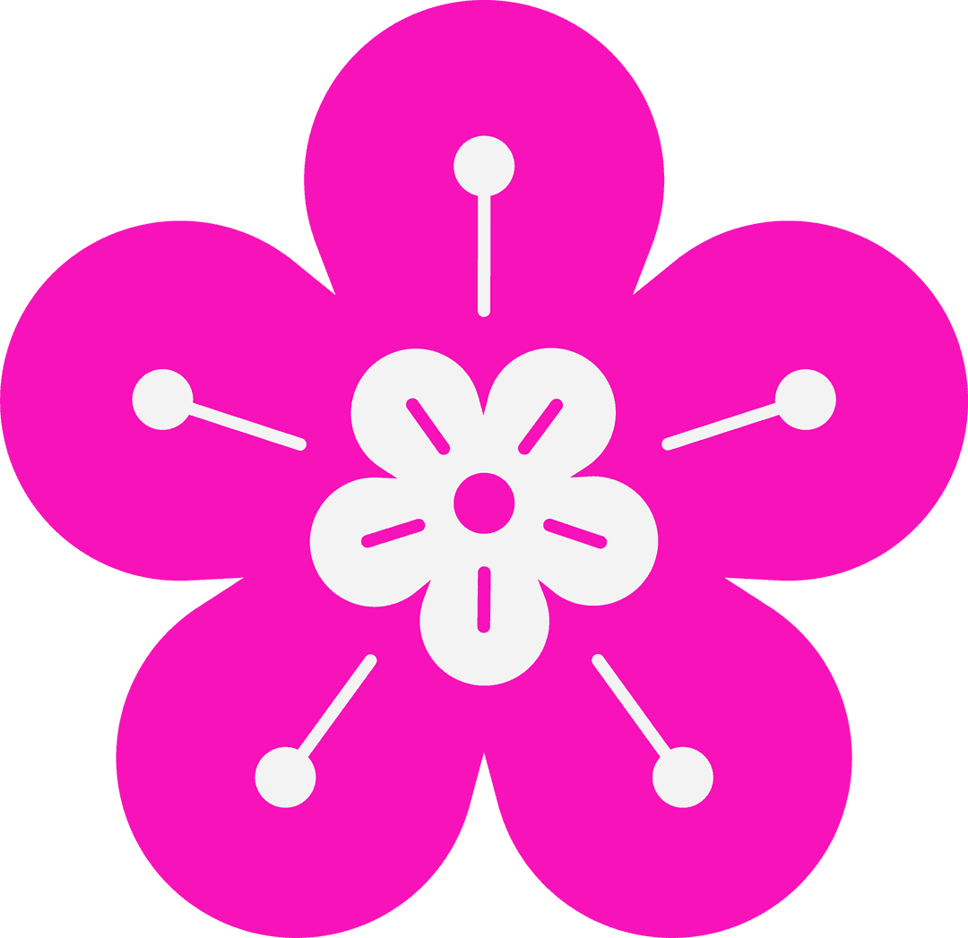 Minimalist Magenta Flower Symbol on Transparent Background