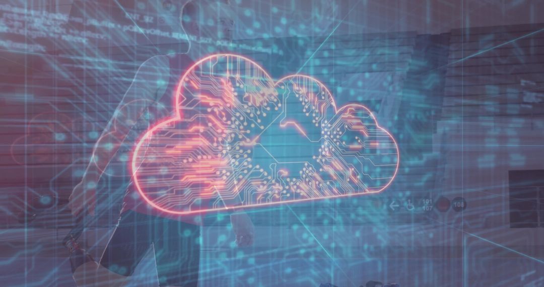 Futuristic Digital Cloud with Circuit Pattern in Cyberspace