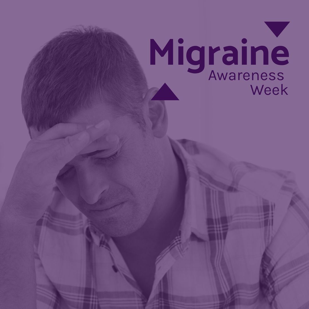 Distressed Man Holding Head In Pain For Migraine Awareness Week - Download Free Stock Templates Pikwizard.com