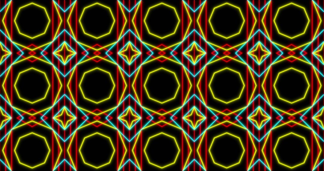 Vibrant Neon Kaleidoscope Pattern with Hypnotic Geometric Shapes