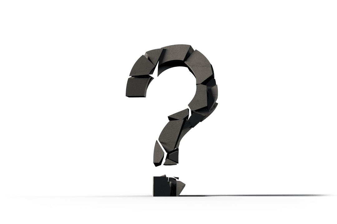 Broken 3D Question Mark on Transparent Background