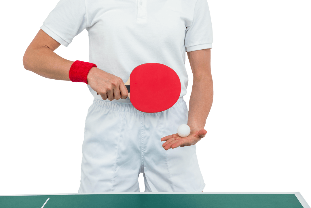 Transparent Background Female Athlete in Table Tennis Action Pose