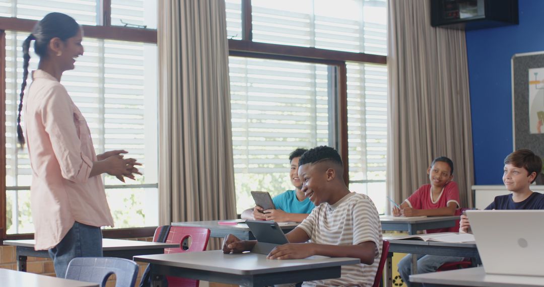 Diverse Classroom Embracing Digital Learning with Engaged Students