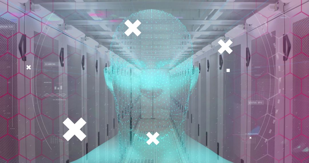 Futuristic Data Processing and Connectivity in Server Room