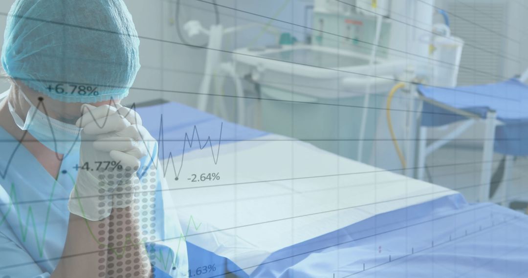 Worried Surgeon Analyzing Medical Data in Hospital
