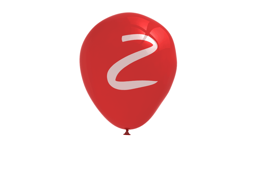 Transparent Red Number 2 Balloon Illustration