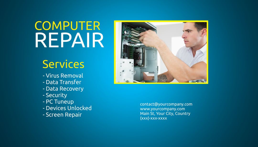 Professional Computer Repair Services with Technician in Action - Download Free Stock Templates Pikwizard.com