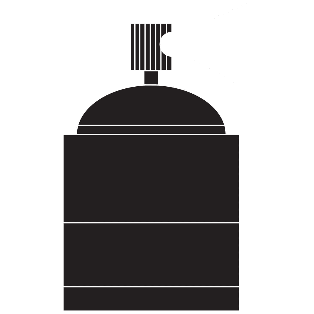 Vector Black Spray Bottle on Transparent Background on a White Canvas