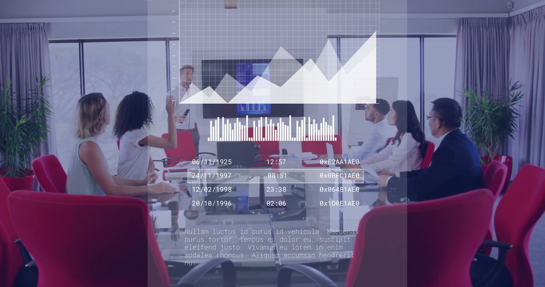 Business Team Analyzing Financial Data on Interactive Display