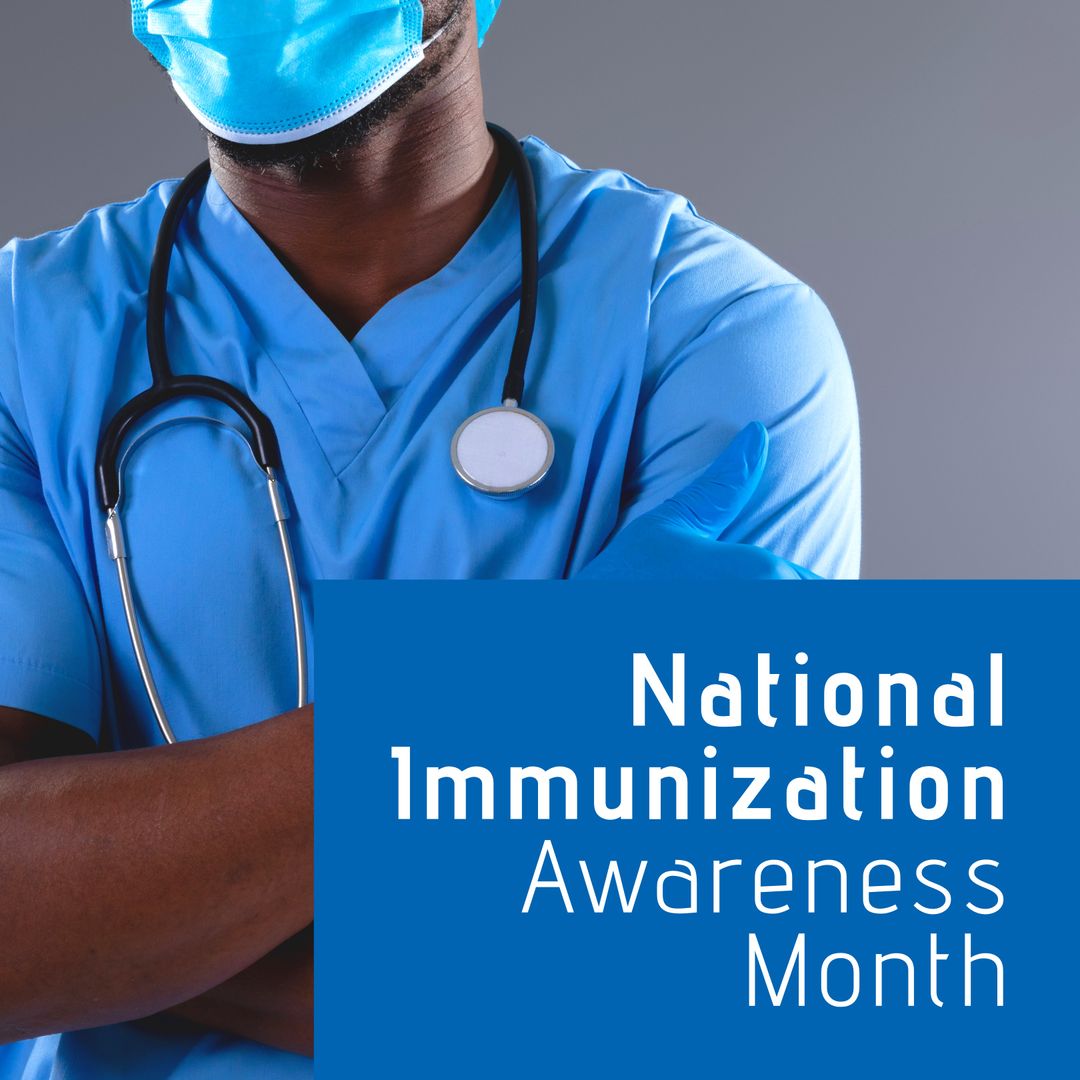 National Immunization Awareness Month Graphic with African American Male Doctor - Download Free Stock Templates Pikwizard.com