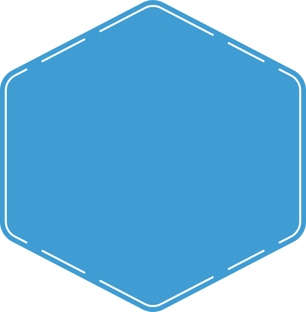 Blue Hexagon Banner on Transparent Background with Copy Space