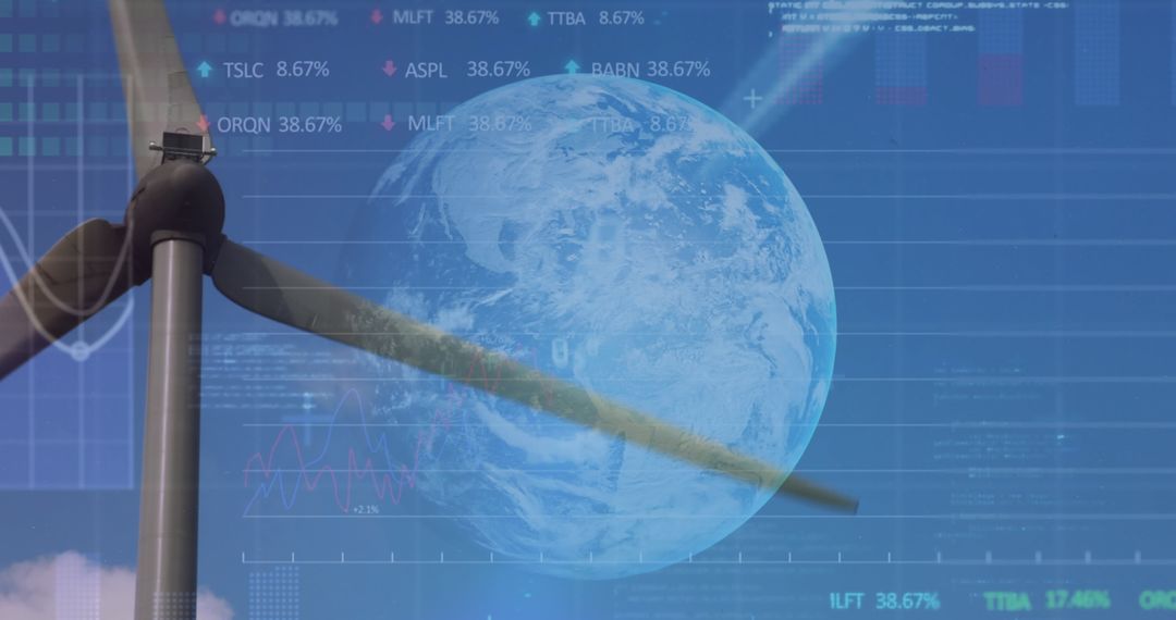 Renewable Energy and Technology Concept with Wind Turbine and Globe