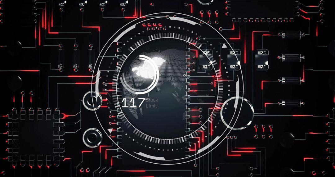 Futuristic Data Processing Interface with Globe Visualization