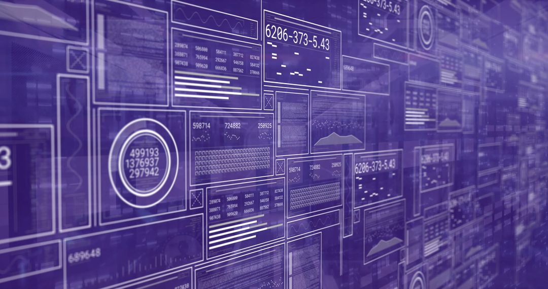 Abstract Digital Data Interface with Technological Diagrams