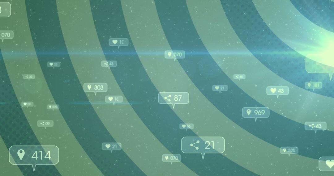 Digital Data Circles with Floating Social Media Numbers