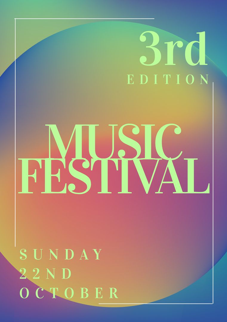 Colorful Music Festival Poster for October Event Announcement - Download Free Stock Templates Pikwizard.com