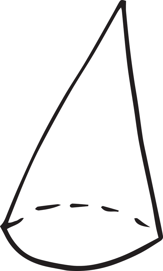 Transparent Geometric Cone Illustration in Black Line Art