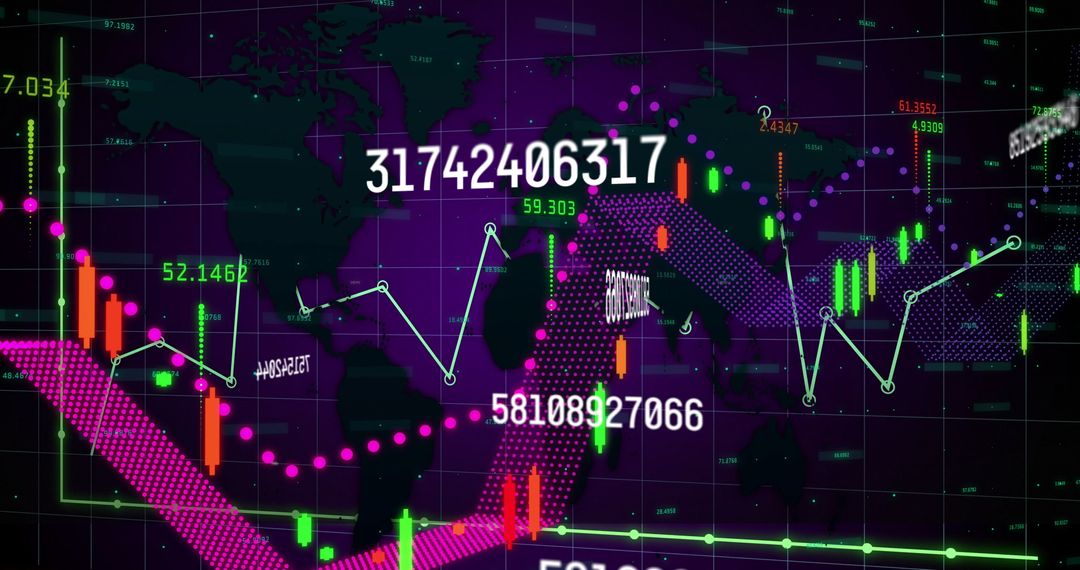 Digital Market Trends with Candlestick Bars on Trading Dashboard