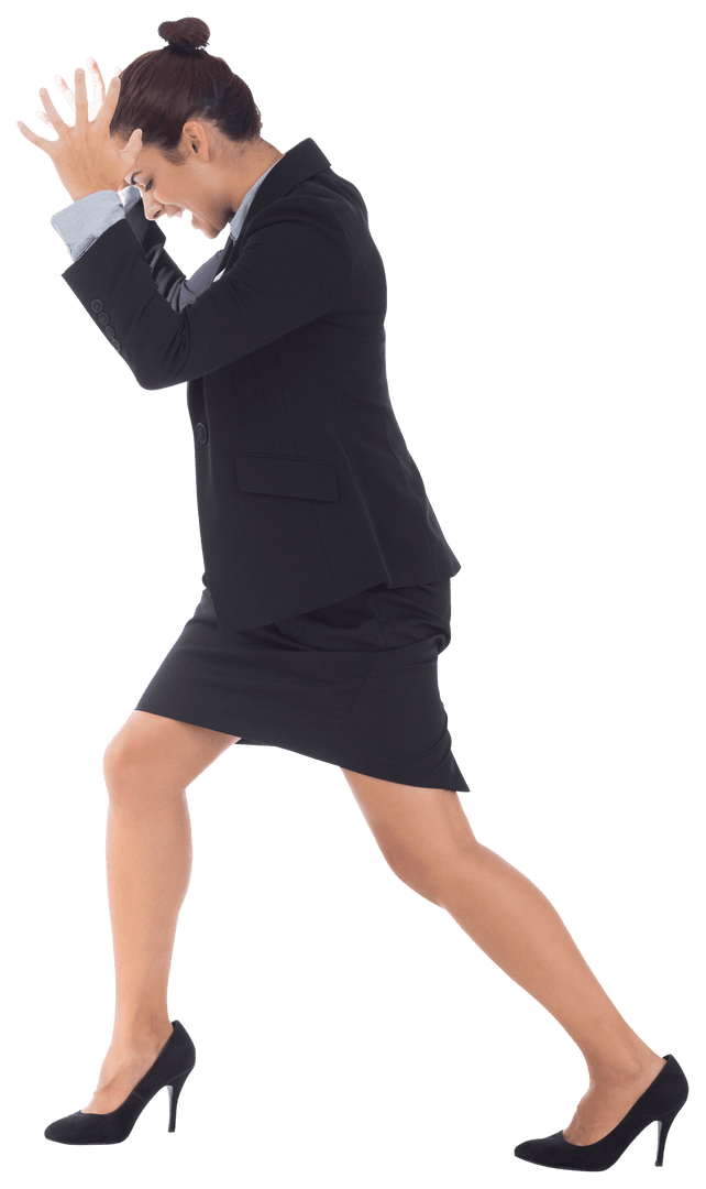 Frustrated Businesswoman Expressing Stress on Transparent Background