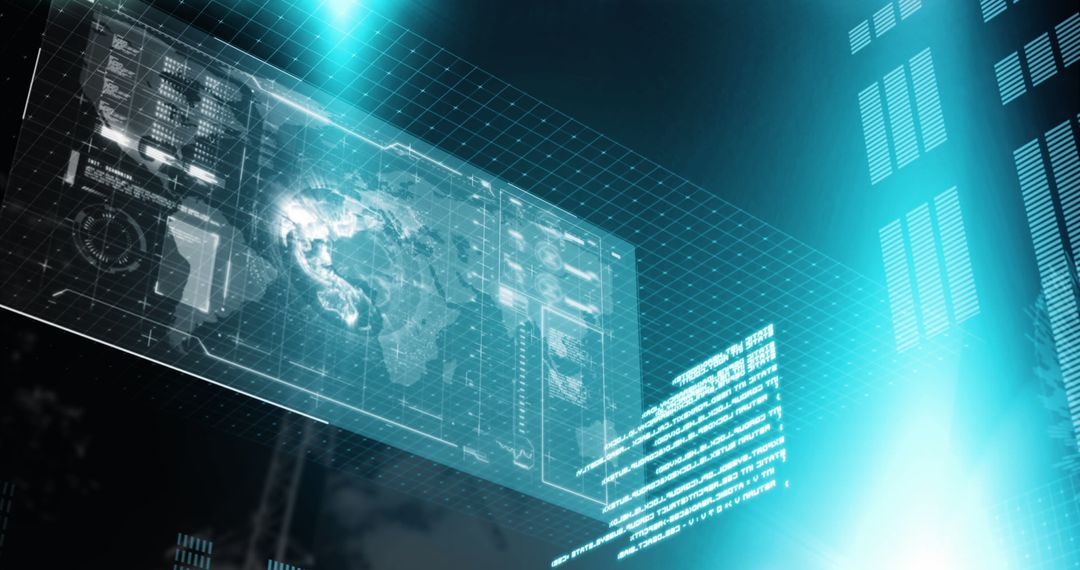 Futuristic Digital Data Processing on Virtual Screen