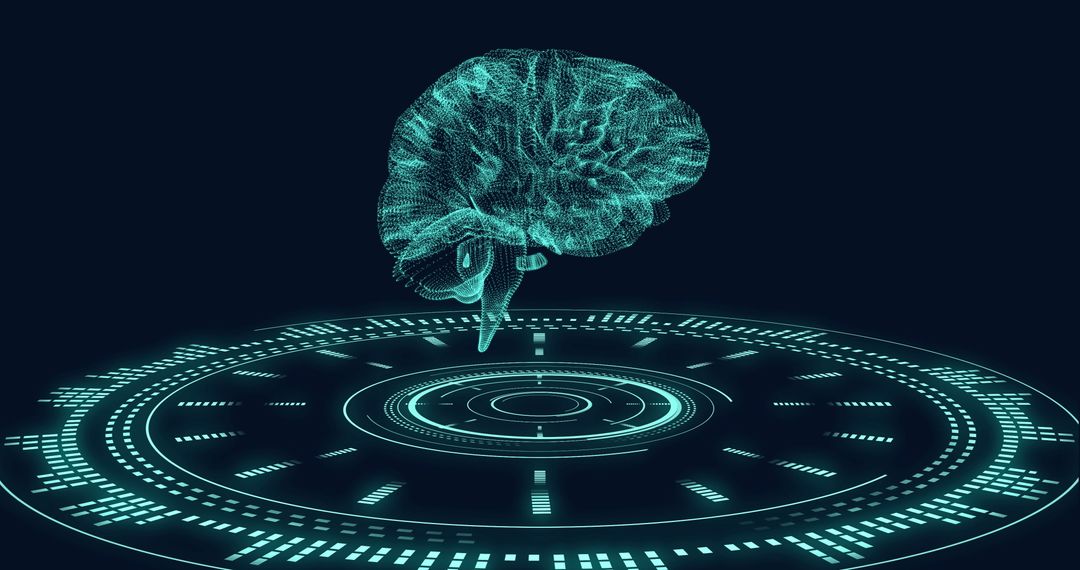 Futuristic Digital Brain and Data Network Visualization