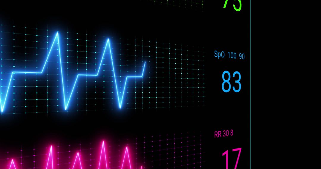 Neon Cardiograph Display on Modern Medical Interface