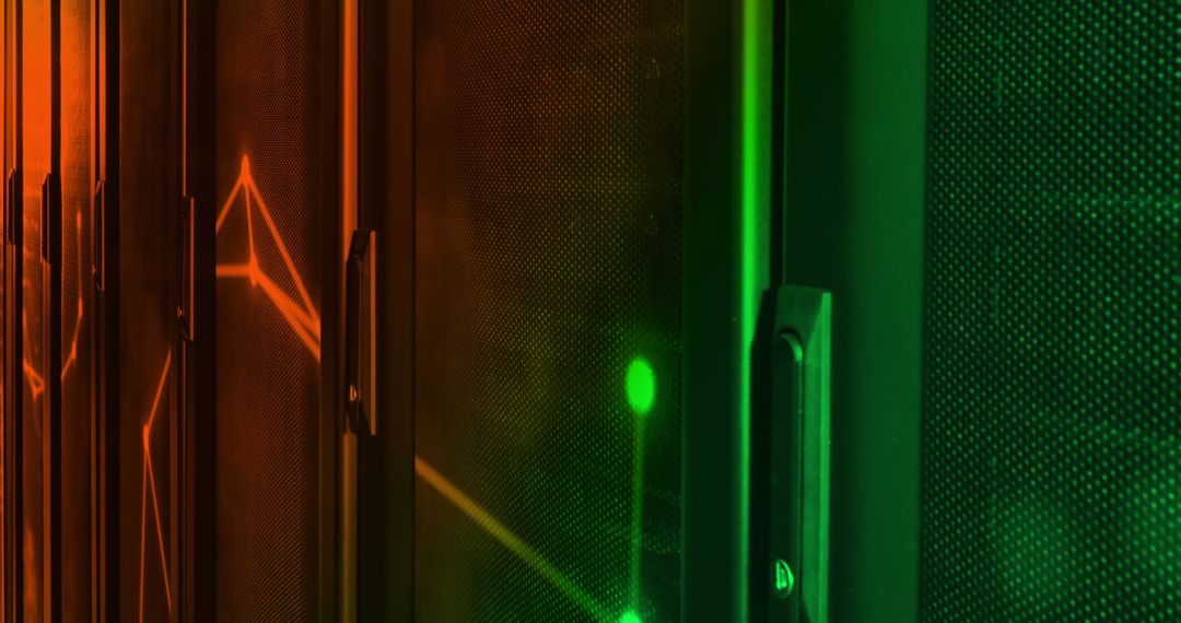 Abstract Digital Interface Over Server Room Background