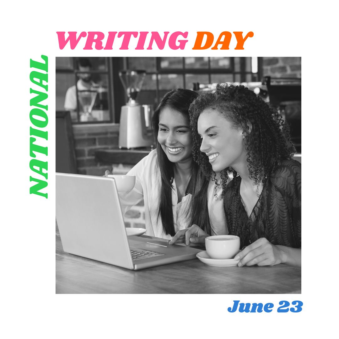 Diverse Women Celebrating National Writing Day in Cafe