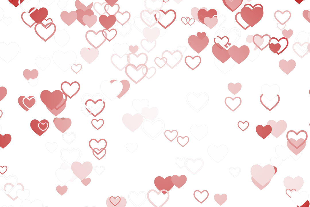 Romantic Vibes: Pink and White Hearts on Transparent Background