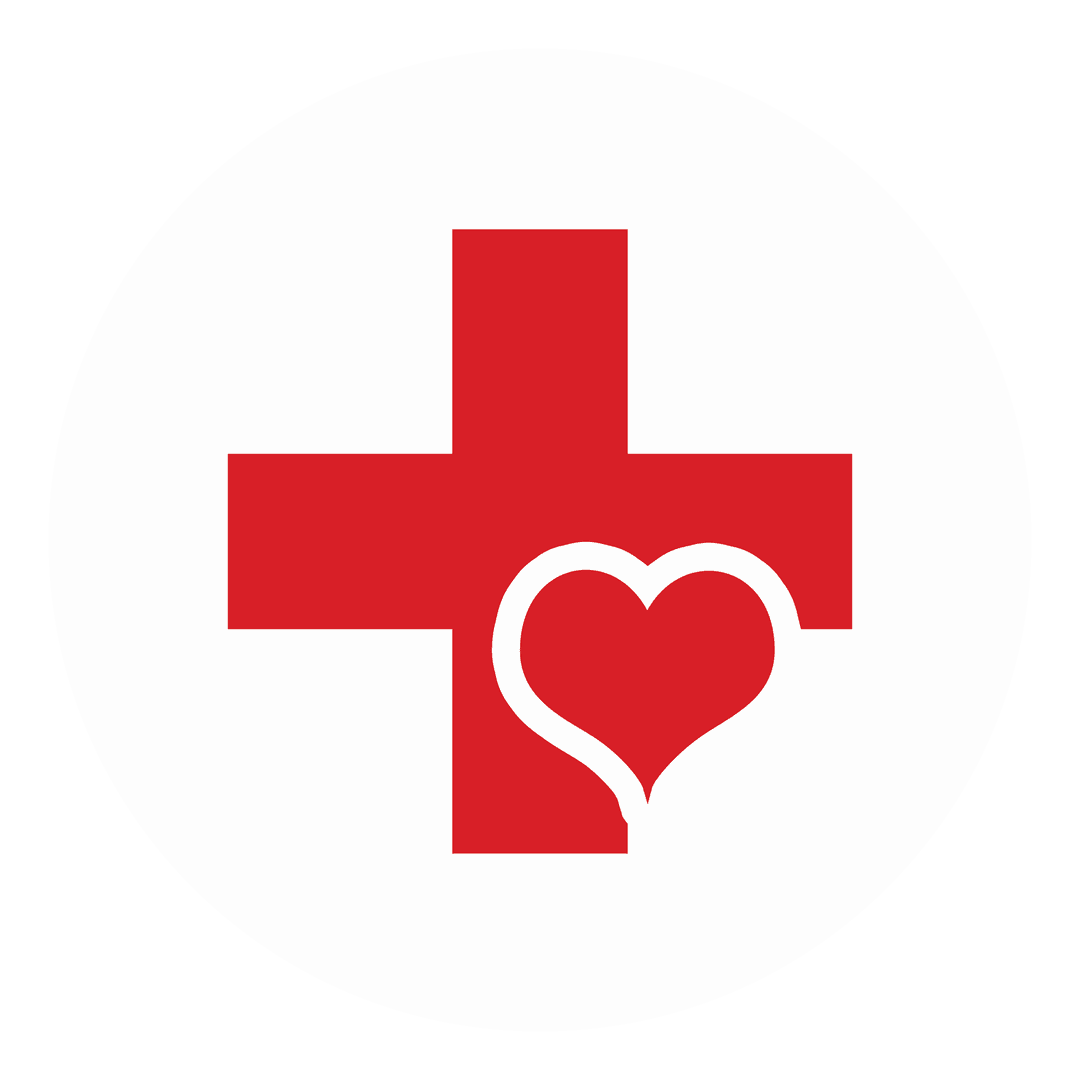 Red Cross and Heart Transparent Design with White Circle