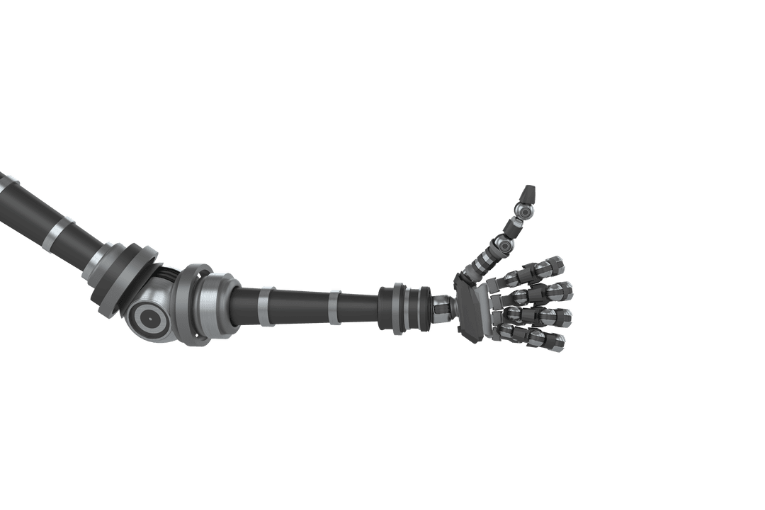 Techno-elegant Robotic Arm Illustration on Transparent Background